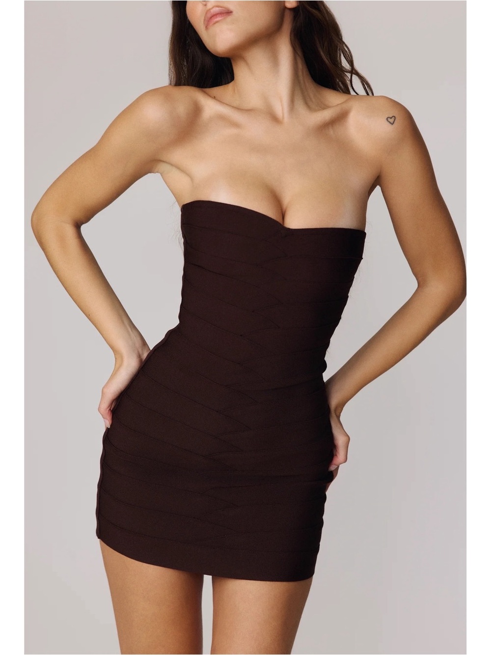 NWT‎ Tiger Mist Niya Strapless Mini Dress in Chocolate Brown